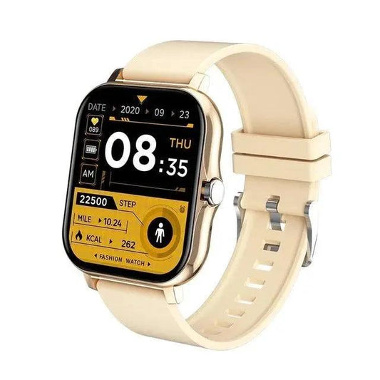 Mandotos Y13 smart watch displaying pedometer, heart rate monitor, Bluetooth call screen, and fitness tracking features.