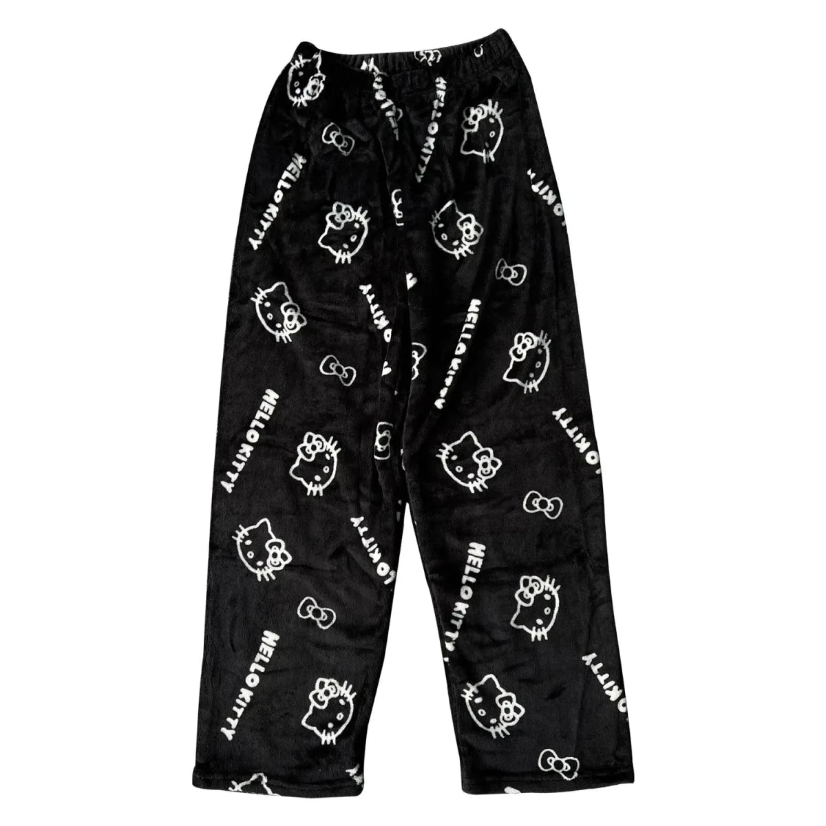 Mandotos Y2K Hello Kitty pajama pants for women featuring cartoon Sanrio Hello Kitty design, comfortable leisure sleepwear trousers.