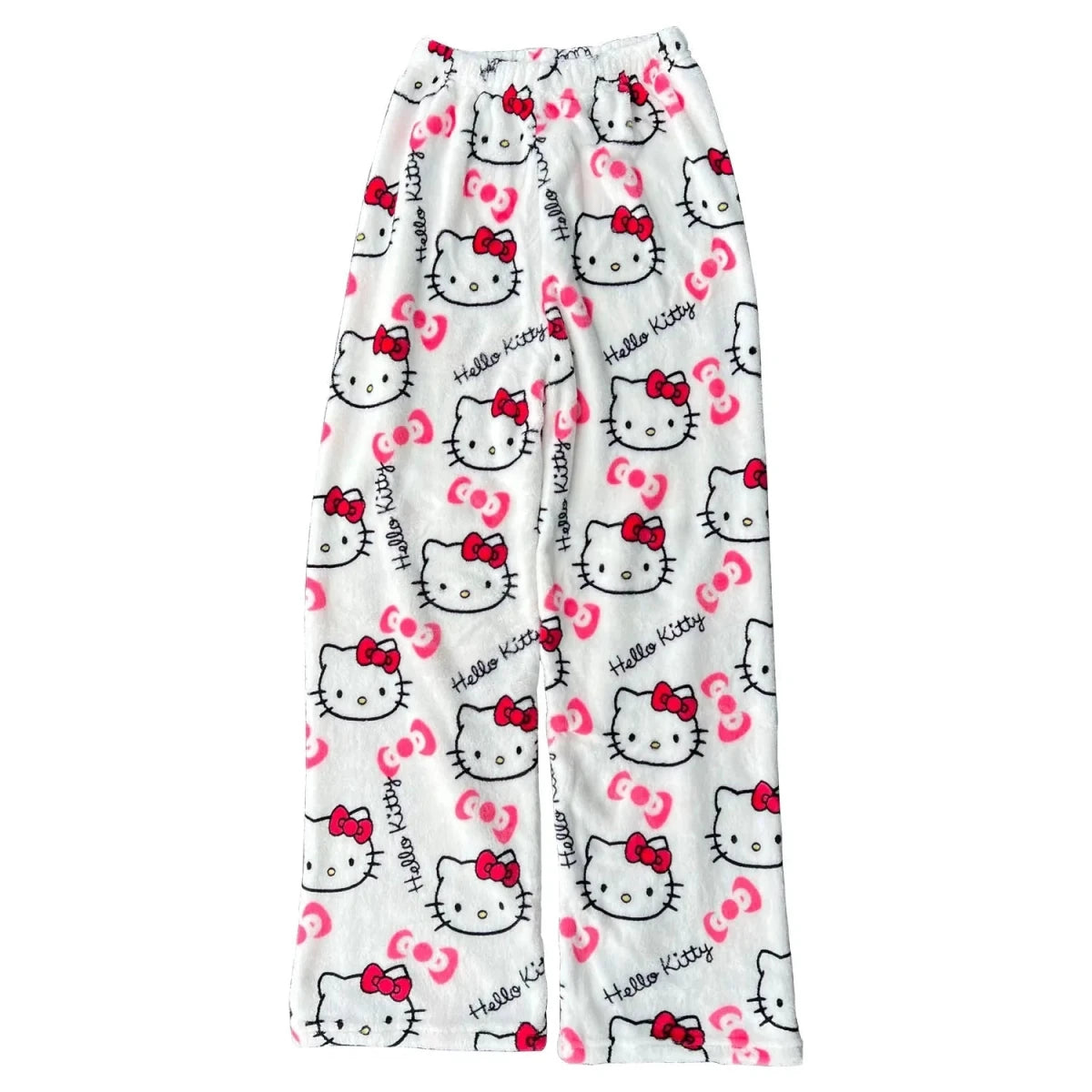 Mandotos Y2K Hello Kitty pajama pants for women featuring Sanrio anime cartoon design, comfortable leisure sleepwear trousers.