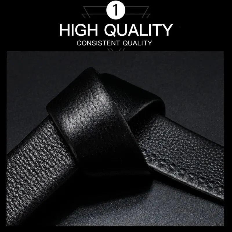 Men Leather Belt Metal Car Automatic Buckle Work Belt High Quality Men 120cm Leather Belt Business - MANDOTOS
