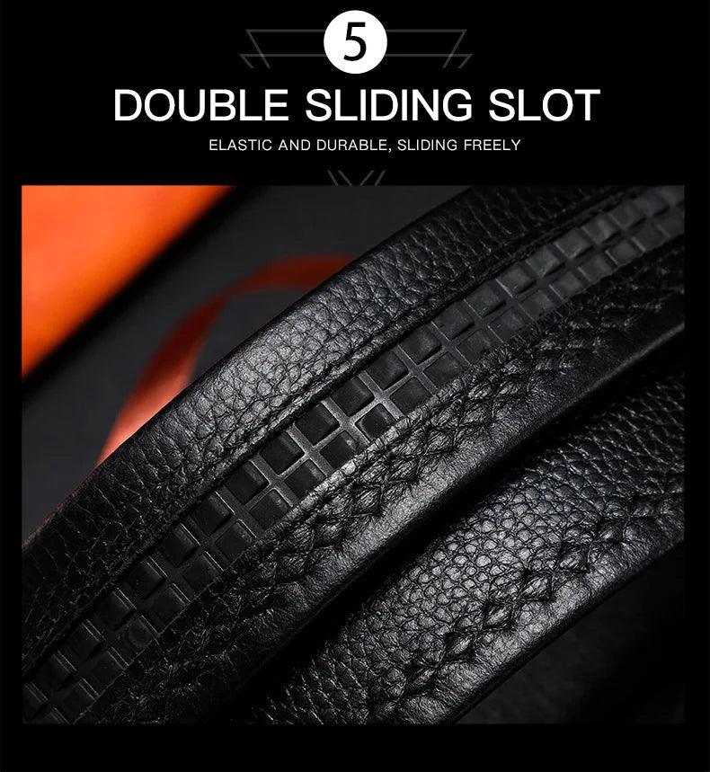 Men Leather Belt Metal Car Automatic Buckle Work Belt High Quality Men 120cm Leather Belt Business - MANDOTOS