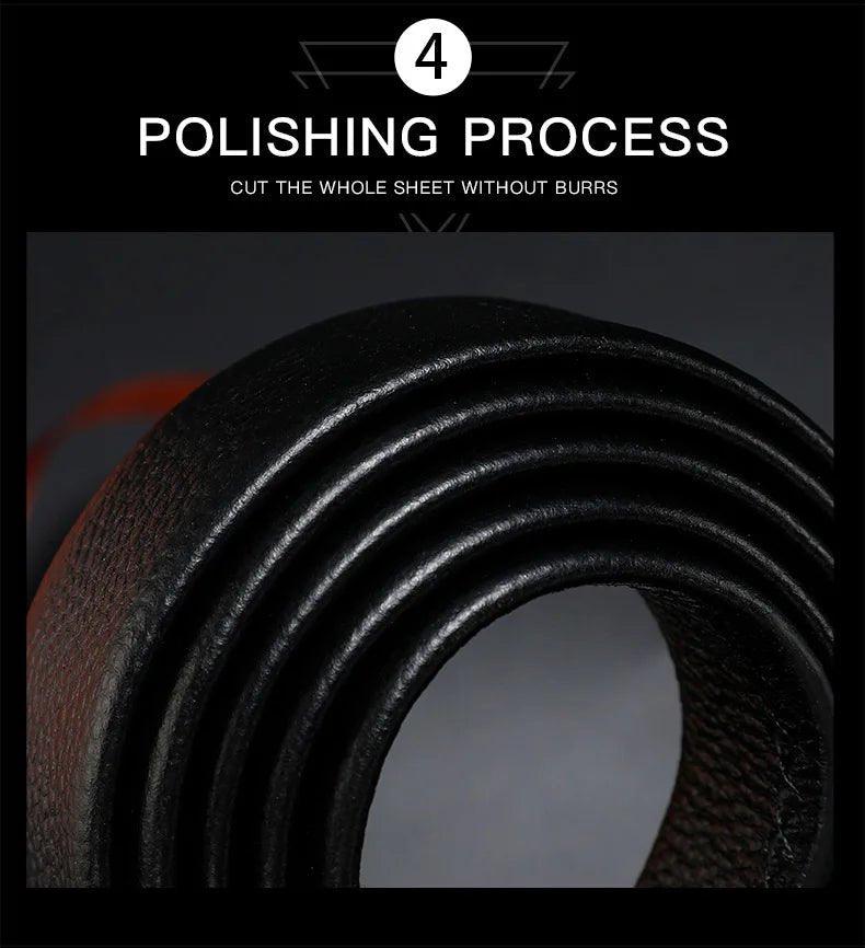 Men Leather Belt Metal Car Automatic Buckle Work Belt High Quality Men 120cm Leather Belt Business - MANDOTOS
