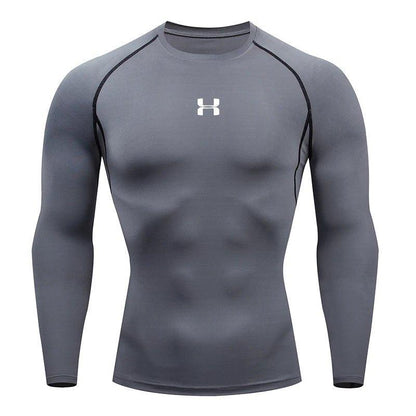 Men Running Compression T-shirt Long sleeves Sport Tees Gym Fitness Sweatshirt Male Jogging Tracksuit Homme Athletic Shirt Tops - MANDOTOS