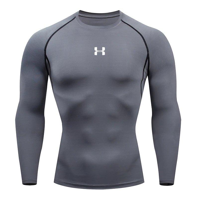 Men Running Compression T-shirt Long sleeves Sport Tees Gym Fitness Sweatshirt Male Jogging Tracksuit Homme Athletic Shirt Tops - MANDOTOS