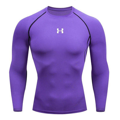 Men Running Compression T-shirt Long sleeves Sport Tees Gym Fitness Sweatshirt Male Jogging Tracksuit Homme Athletic Shirt Tops - MANDOTOS