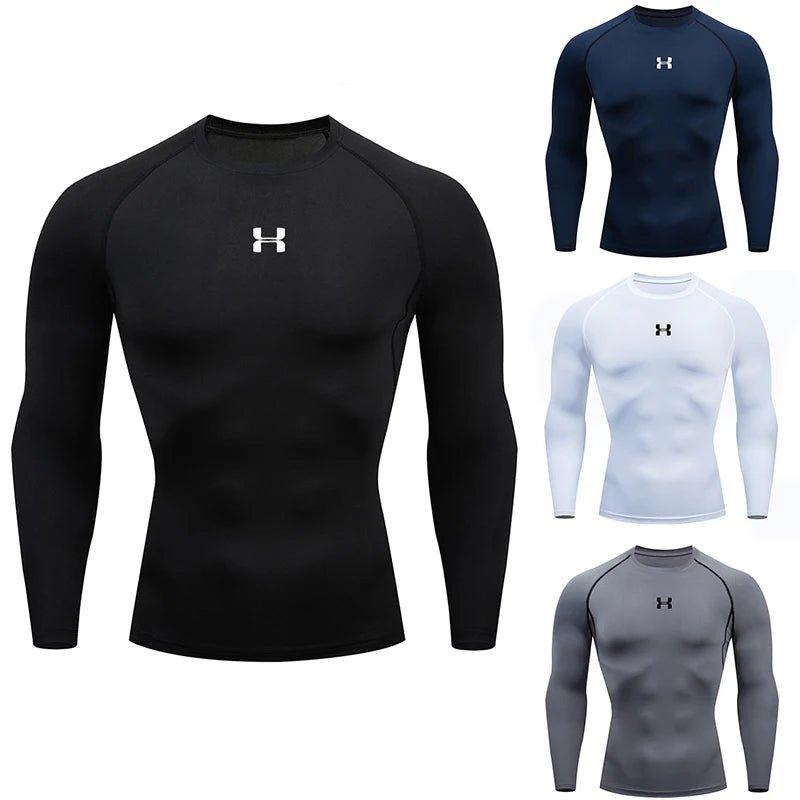 Men Running Compression T-shirt Long sleeves Sport Tees Gym Fitness Sweatshirt Male Jogging Tracksuit Homme Athletic Shirt Tops - MANDOTOS