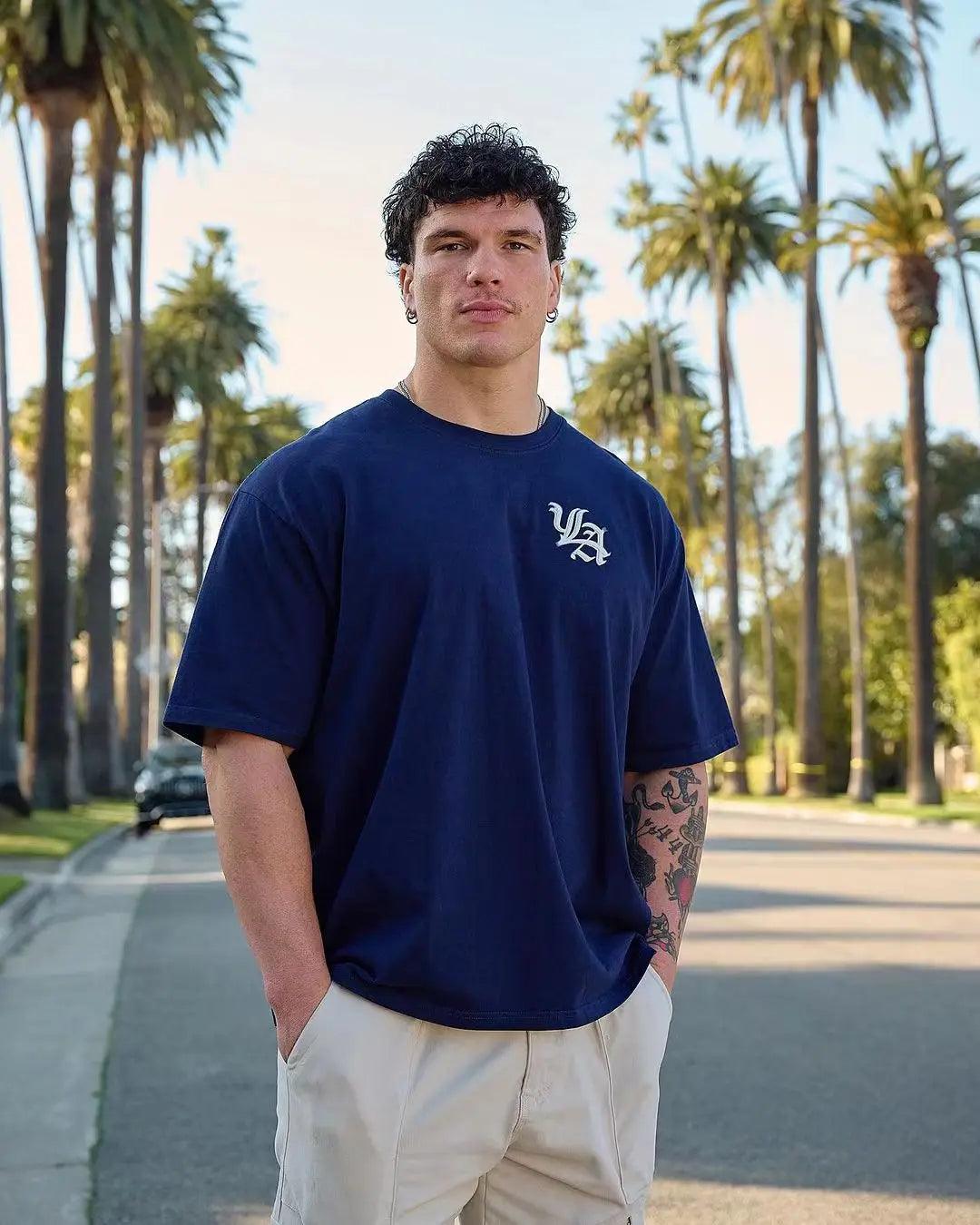 Men T-shirts Summer New Sports Leisure Cotton Round Neck Fashion Loose And Comfortable Clothing Gym Running Shirts man - MANDOTOS