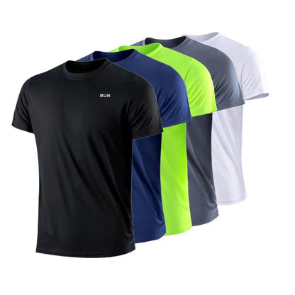 Men's Quick Dry Short Sleeve Gym Running Moisture Wicking Round Neck T-Shirt Training Exercise Gym Sport Shirt Tops Lightweight - MANDOTOS