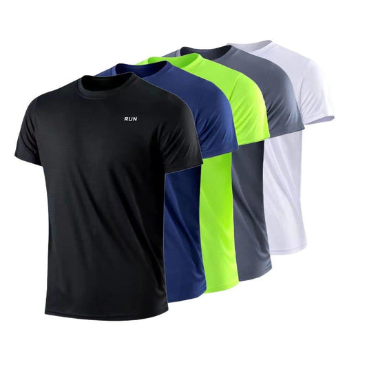 Men's Quick Dry Short Sleeve Gym Running Moisture Wicking Round Neck T-Shirt Training Exercise Gym Sport Shirt Tops Lightweight - MANDOTOS