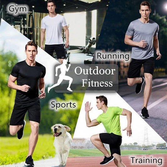 Men's Quick Dry Short Sleeve Gym Running Moisture Wicking Round Neck T-Shirt Training Exercise Gym Sport Shirt Tops Lightweight - MANDOTOS