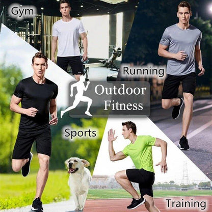 Men's Quick Dry Short Sleeve Gym Running Moisture Wicking Round Neck T-Shirt Training Exercise Gym Sport Shirt Tops Lightweight - MANDOTOS