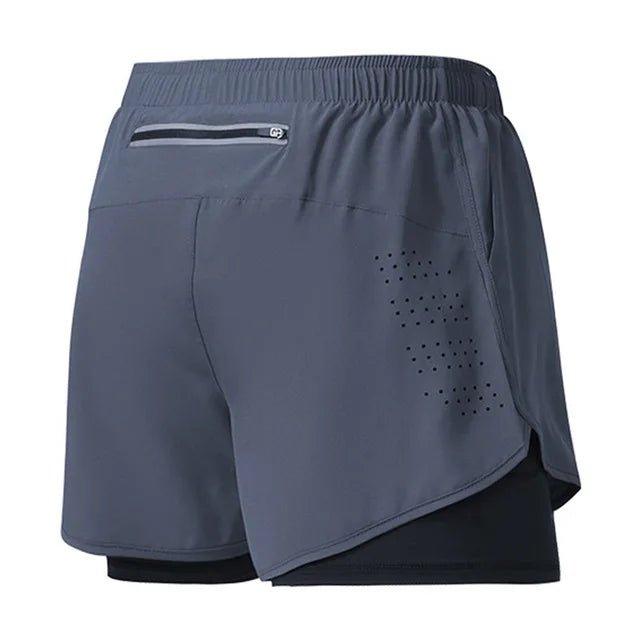 Men's Running Shorts Quick-drying Fitness Black Double Layer Shorts Men New Sport Workout Training Bodybuilding Short Pants - MANDOTOS