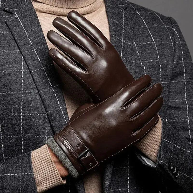 Men's Winter Leather Gloves - MANDOTOS