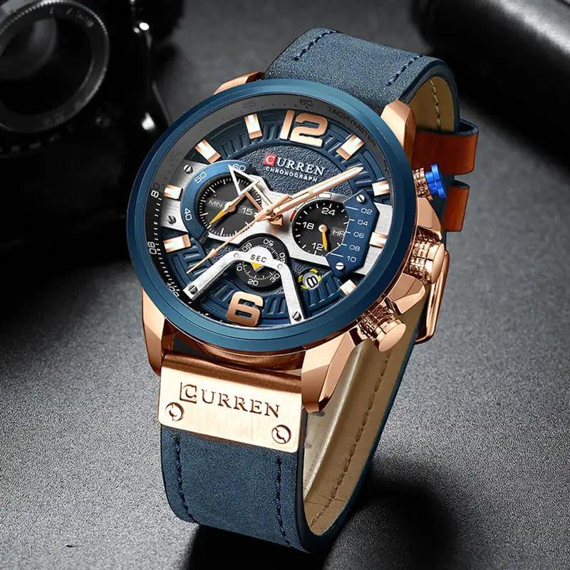 Military Leather Chronograph Wristwatch - MANDOTOS