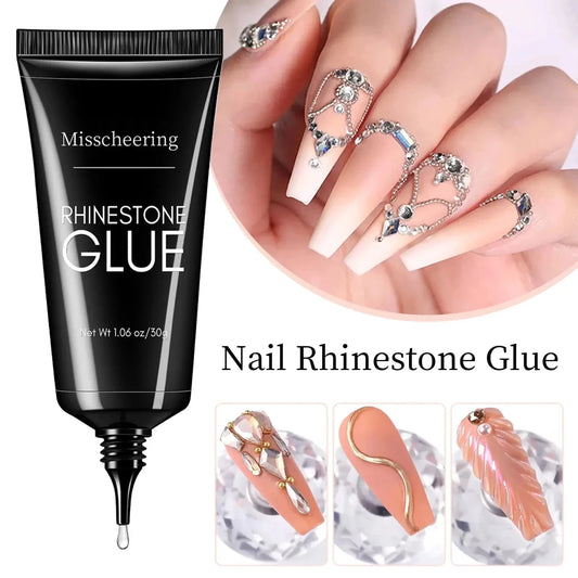 Mandotos 30g nail rhinestone glue gel by Misscheering for 3D nail charms, clear adhesive for nail art and decoration.
