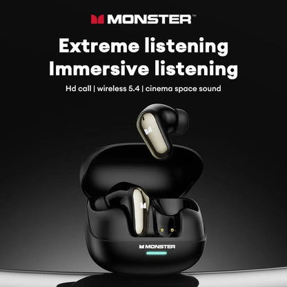 Monster MQT52 Wireless Bluetooth 5.4 Earphones Long Battery Life Gaming Headphones Dual Mode HIFI Stereo Sound Headset With Mic - MANDOTOS