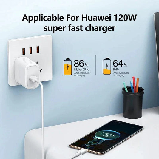 Universal USB Type C Cable by MortyRick Store, 120W fast charging for Huawei P40/P30 and Xiaomi Redmi, available in multiple lengths.