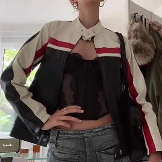 Mosaic Leather Jacket - MANDOTOS