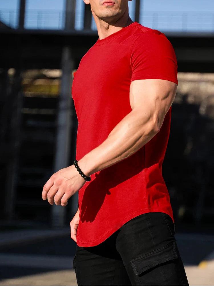 Muscle Fitness T-shirt Summer Men's Athleisure Workout short sleeve T-shirt High Quality cotton Men T-shirt Gym Sport Shirt Tops - MANDOTOS