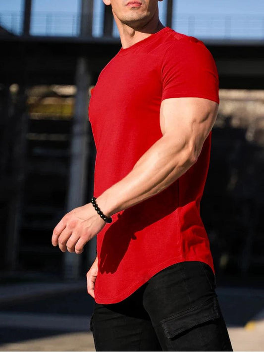 Muscle Fitness T-shirt Summer Men's Athleisure Workout short sleeve T-shirt High Quality cotton Men T-shirt Gym Sport Shirt Tops - MANDOTOS