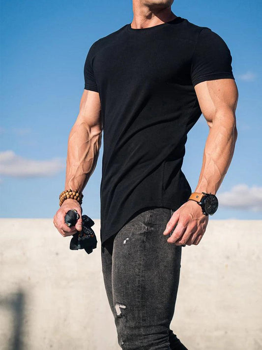 Muscle Fitness T-shirt Summer Men's Athleisure Workout short sleeve T-shirt High Quality cotton Men T-shirt Gym Sport Shirt Tops - MANDOTOS
