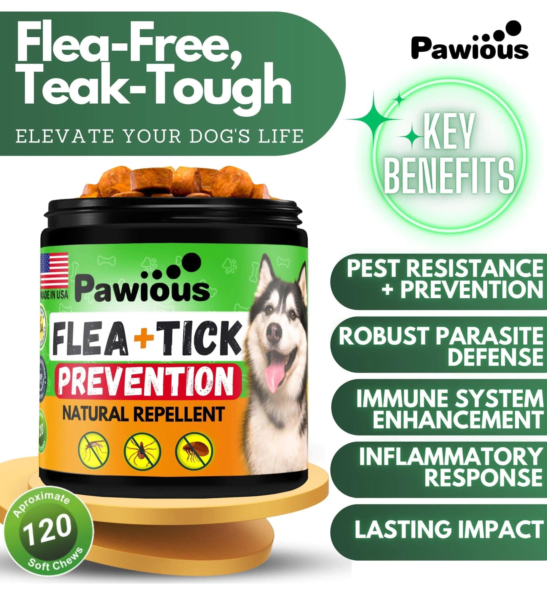 Natural Flea & Tick Guard Chewables for Dogs 120ct - MANDOTOS