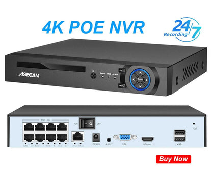 New 4K 8MP IP Camera Audio Outdoor POE H.265 Onvif Metal Bullet Home Color Night Vision Surveillance Camera - MANDOTOS