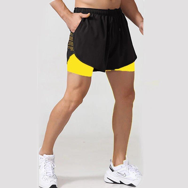 New Men Running Shorts Gym Sports Shorts 2 In 1 Quick Dry Workout Training Gym Fitness Jogging Short Pants Summer Men Shorts - MANDOTOS