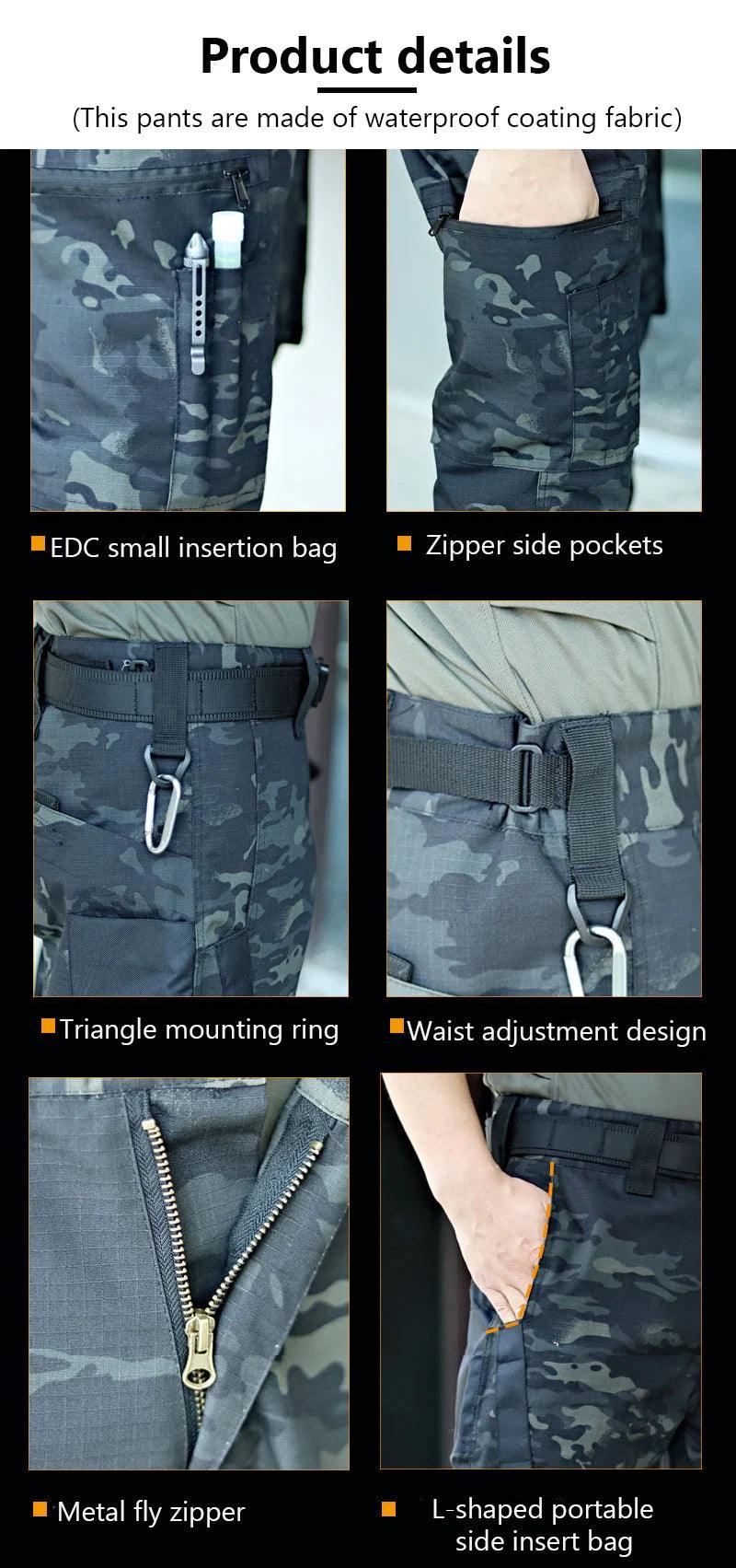 New Tactical Work Pants Men Outdoor Cargo Trousers Multi-pocket Waterproof Pant Autumn Spring Outdoor Workwear Hiking Trousers - MANDOTOS