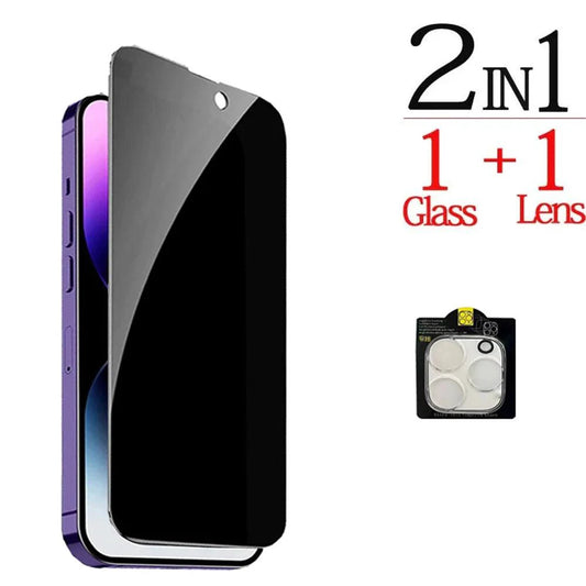 Anti-Spy glass and privacy screen protector for iPhone 16, 15, 14, 13 Pro Max with camera protection film from NHIPPLN.