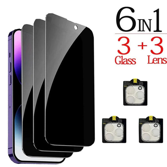 Anti-Spy glass and privacy screen protector for iPhone 16, 15, 14, 13 Pro Max with camera protection from NHIPPLN.