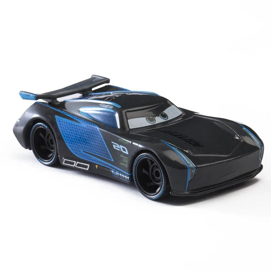 Disney Pixar Cars 1:55 diecast metal alloy toy car set featuring Lightning McQueen, Mater, Jackson Storm, and The King.