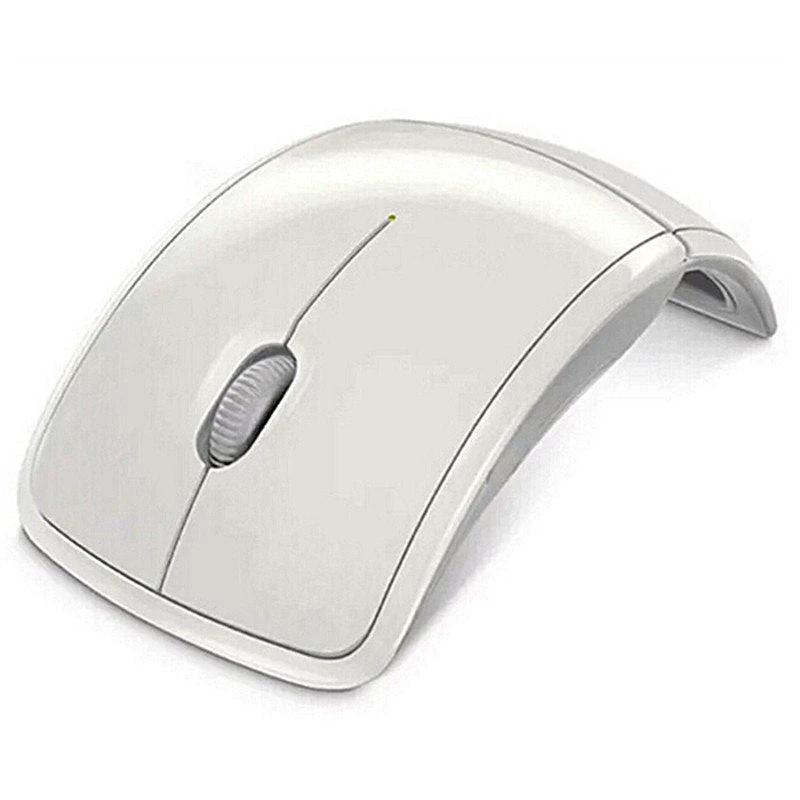 Wireless foldable mouse with compact design, black color, and ergonomic shape for portable computer use.