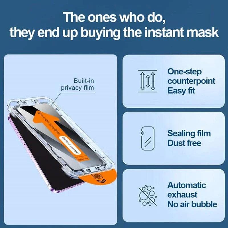 Oleophobic Coating Dust Free Installation Privacy Screen Protector For iPhone 13 11 12 14 15 16 Pro Max XS X XR 14 15 Plus Glass - MANDOTOS