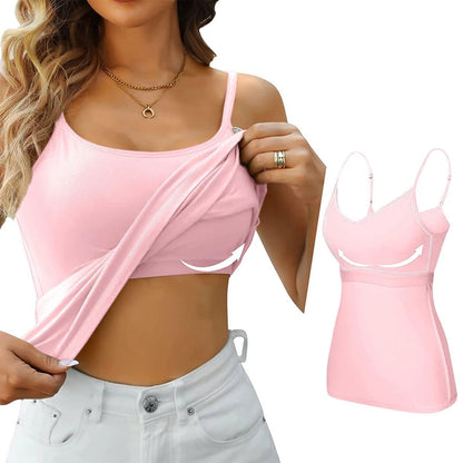 Padded Bra Tank Top Women Modal Spaghetti Solid Cami Top Vest Female Adjustable Camisole With Built In Bra Fitness Clothing - MANDOTOS