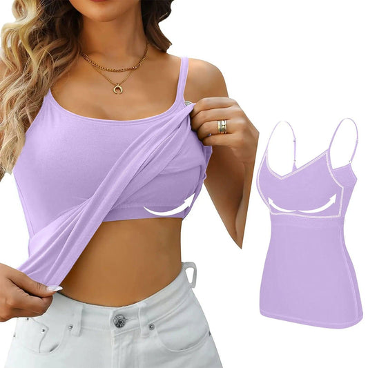 Padded Bra Tank Top Women Modal Spaghetti Solid Cami Top Vest Female Adjustable Camisole With Built In Bra Fitness Clothing - MANDOTOS