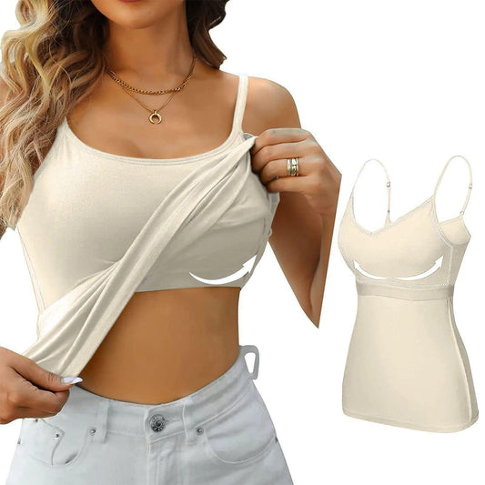 Padded Bra Tank Top Women Modal Spaghetti Solid Cami Top Vest Female Adjustable Camisole With Built In Bra Fitness Clothing - MANDOTOS