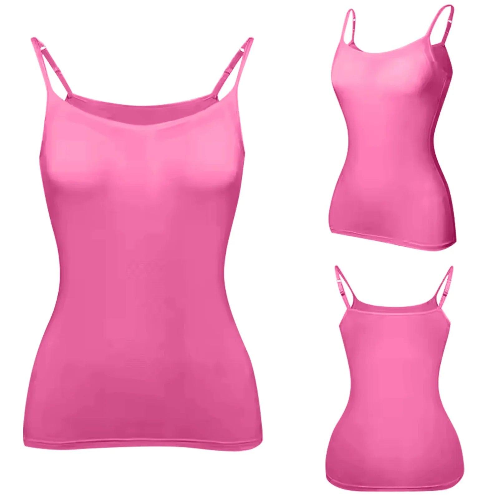 Padded Bra Tank Top Women Modal Spaghetti Solid Cami Top Vest Female Adjustable Camisole With Built In Bra Fitness Clothing - MANDOTOS
