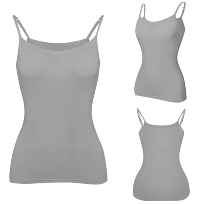 Padded Bra Tank Top Women Modal Spaghetti Solid Cami Top Vest Female Adjustable Camisole With Built In Bra Fitness Clothing - MANDOTOS