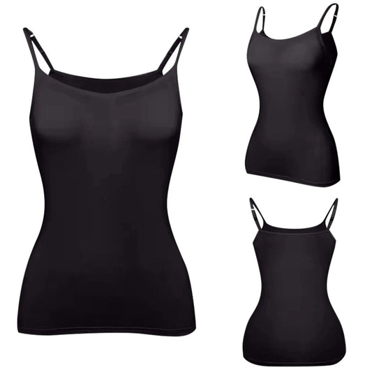 Padded Bra Tank Top Women Modal Spaghetti Solid Cami Top Vest Female Adjustable Camisole With Built In Bra Fitness Clothing - MANDOTOS