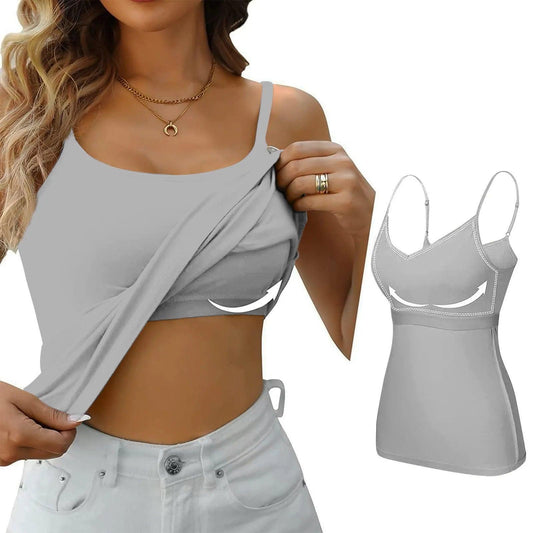 Padded Bra Tank Top Women Modal Spaghetti Solid Cami Top Vest Female Adjustable Camisole With Built In Bra Fitness Clothing - MANDOTOS