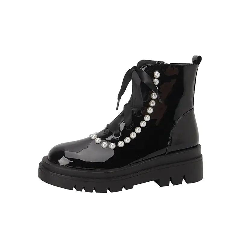 Patent Leather Ankle Boots - MANDOTOS