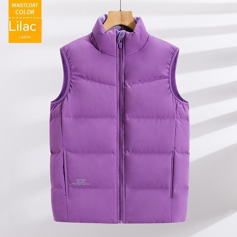 Plus Size Down Vest Stand Collar Waistcoat - MANDOTOS