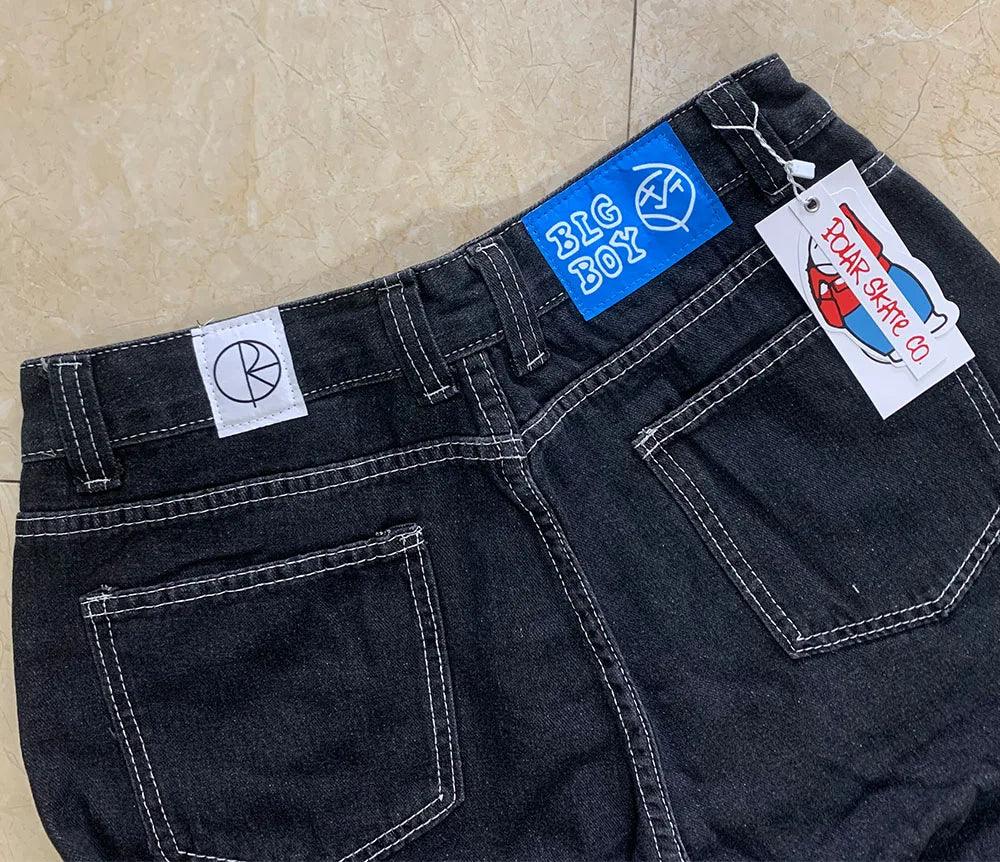 Polar Big Boy Embroidery Jeans Y2K Pants Streetwear Gothic Cartoon Blue Baggy Jeans Retro Punk Rock High Waist Denim Trousers - MANDOTOS