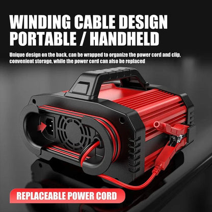 Portable 25A/15A Smart Car Battery Charger for 12V-24V Motorcycle Lead Acid AGM GEL LiFePo4 Batteries Car Booster Pulse Repair - MANDOTOS