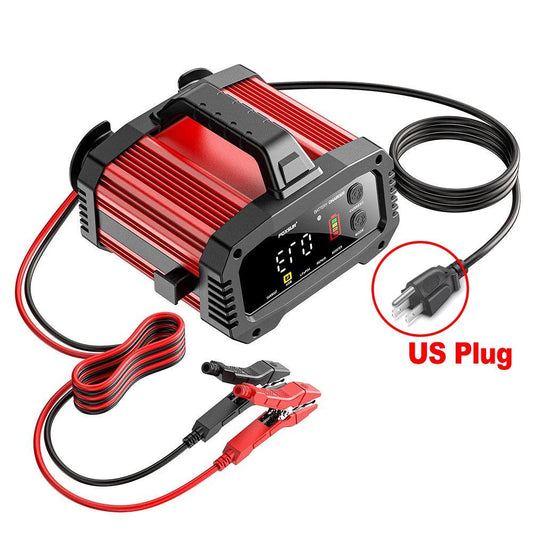 Portable 25A/15A Smart Car Battery Charger for 12V-24V Motorcycle Lead Acid AGM GEL LiFePo4 Batteries Car Booster Pulse Repair - MANDOTOS
