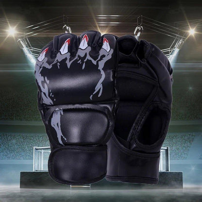 Professional Boxing Training Gloves Half Finger Leather Cushion for Adult Sanda Boxing UFC Training Sandbag Knuckles - MANDOTOS