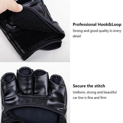 Professional Boxing Training Gloves Half Finger Leather Cushion for Adult Sanda Boxing UFC Training Sandbag Knuckles - MANDOTOS