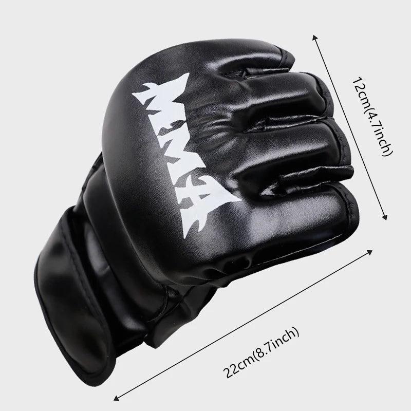 Professional Boxing Training Gloves Half Finger Leather Cushion for Adult Sanda Boxing UFC Training Sandbag Knuckles - MANDOTOS