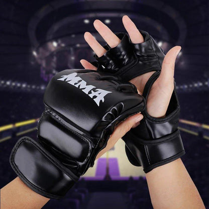 Professional Boxing Training Gloves Half Finger Leather Cushion for Adult Sanda Boxing UFC Training Sandbag Knuckles - MANDOTOS